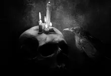 skulls dark birds animals halloween the raven digital art candles 1920x1080 wallpaper Art HD Wallpaper